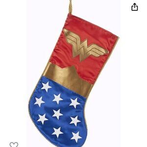 Kurt Adler Wonder Woman Logo Applique Christmas Stocking, One Size, Mult…